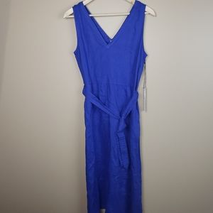 NWT Nicole Miller 100% Linen Fit/Flare Midi Dress